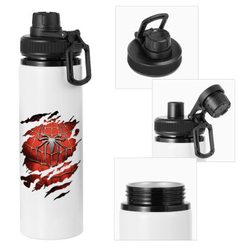 Spiderman cracked, Metal water bottle with safety cap, aluminum 850ml