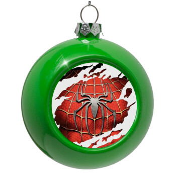 Spiderman cracked, Green Christmas tree ornament bauble 8cm