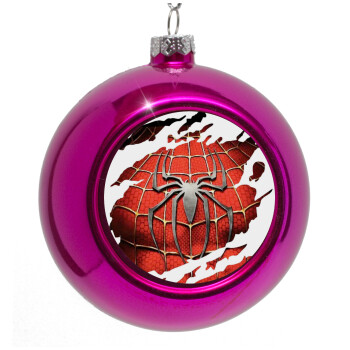 Spiderman cracked, Purple Christmas tree ornament bauble 8cm