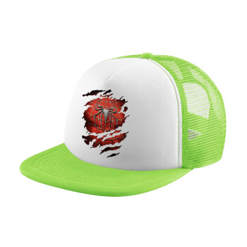 Spiderman cracked, Adult Soft Trucker Hat with Mesh GREEN/WHITE (POLYESTER, ADULT, ONE SIZE)