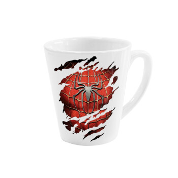 Spiderman cracked, Κούπα κωνική Latte Λευκή, κεραμική, 300ml