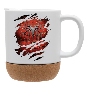 Spiderman cracked, Ceramic coffee mug Cork (MAT), 330ml (1pcs)