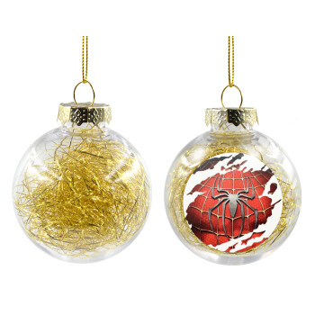 Spiderman cracked, Transparent Christmas tree ball ornament with gold filling 8cm