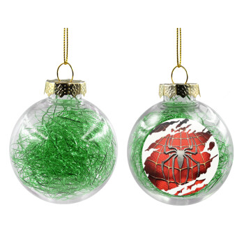 Spiderman cracked, Transparent Christmas tree ball ornament with green filling 8cm