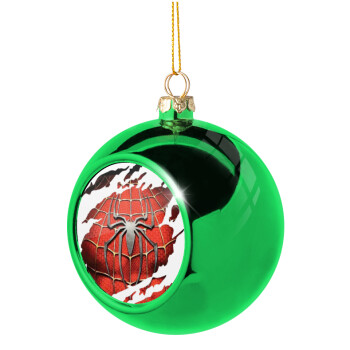 Spiderman cracked, Green Christmas tree ornament ball 8cm