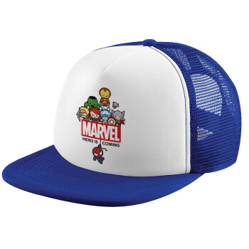 MARVEL, Adult Soft Trucker Hat with Blue/White Mesh (POLYESTER, ADULT, UNISEX, ONE SIZE)