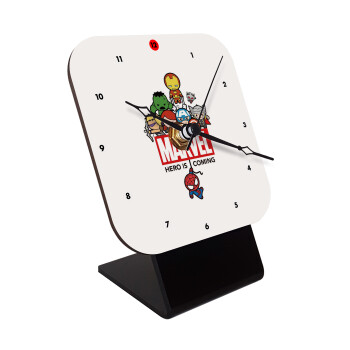 MARVEL, Quartz Wooden table clock with hands (10cm)