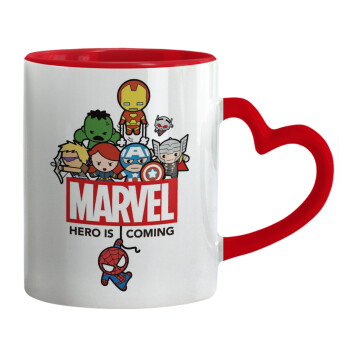 MARVEL, Mug heart red handle, ceramic, 330ml