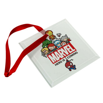 MARVEL, Christmas ornament, glass square ornament 9x9cm