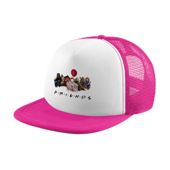 Halloween Friends, Adult Soft Trucker Hat with Pink/White Mesh (POLYESTER, ADULT, UNISEX, ONE SIZE)