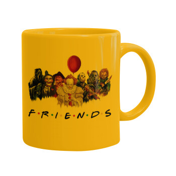 Halloween Friends, Ceramic coffee mug yellow, 330ml (1pcs)