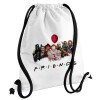 Backpack pouch GYMBAG white, with pocket (40x48cm) & thick cords