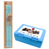 Easter Set, children's snack container BLUE & Easter aromatic flat candle (30cm) (TURQUOISE)