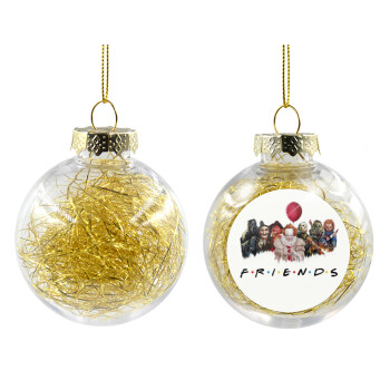 Halloween Friends, Transparent Christmas tree ball ornament with gold filling 8cm