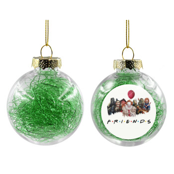 Halloween Friends, Transparent Christmas tree ball ornament with green filling 8cm