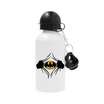 Hero batman, Metal water bottle, White, aluminum 500ml