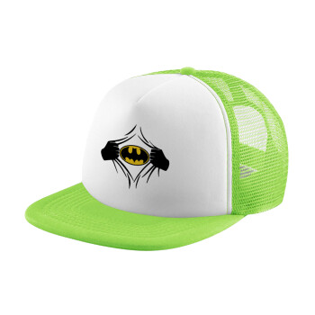 Hero batman, Child's Soft Trucker Hat with Green/White Mesh (POLYESTER, CHILDREN'S, ONE SIZE)