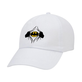 Hero batman, Adult Baseball Cap White 5-panel (POLYESTER, ADULT, UNISEX, ONE SIZE)