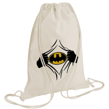 Hero batman, Τσάντα πλάτης πουγκί GYMBAG natural (28x40cm)