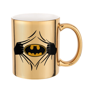 Hero batman, Κούπα κεραμική, χρυσή καθρέπτης, 330ml