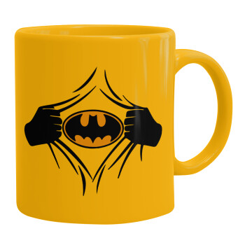 Hero batman, Ceramic coffee mug yellow, 330ml