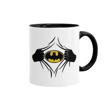 Hero batman, Κούπα χρωματιστή μαύρη, κεραμική, 330ml