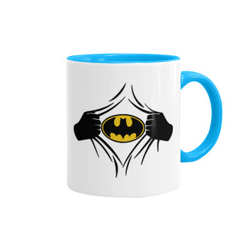 Hero batman, Mug colored light blue, ceramic, 330ml