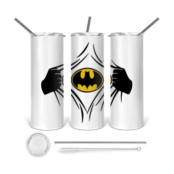 Hero batman, 360 Eco friendly stainless steel tumbler 600ml, with metal straw & cleaning brush