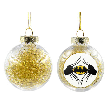 Hero batman, Transparent Christmas tree ball ornament with gold filling 8cm