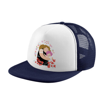 Cute mother, Happy mothers day, Adult Soft Trucker Hat with Dark Blue/White Mesh (POLYESTER, ADULT, UNISEX, ONE SIZE)