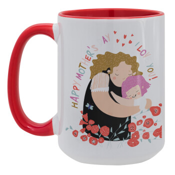 Cute mother, Happy mothers day, Κούπα Mega 15oz, κεραμική Κόκκινη, 450ml