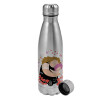 Metallic water bottle, stainless steel, 750ml