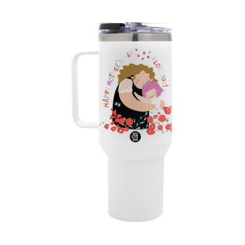 Cute mother, Happy mothers day, Mega Tumbler με καπάκι, διπλού τοιχώματος (θερμό) 1,2L