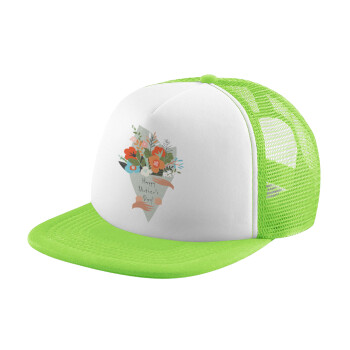 Bouquet of flowers, happy mothers day, Child's Soft Trucker Hat with Green/White Mesh (POLYESTER, CHILDREN'S, ONE SIZE)