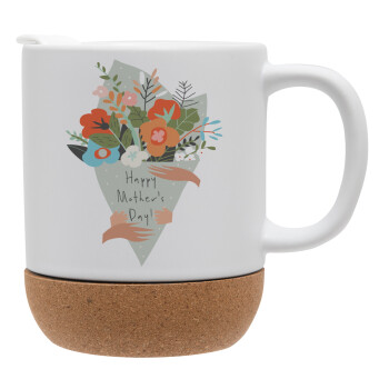 Bouquet of flowers, happy mothers day, Ceramic coffee mug Cork (MAT), 330ml (1pcs)