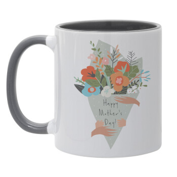 Bouquet of flowers, happy mothers day, Mug colored grey, ceramic, 330ml