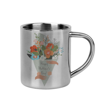Bouquet of flowers, happy mothers day, Mug Stainless steel double wall 300ml
