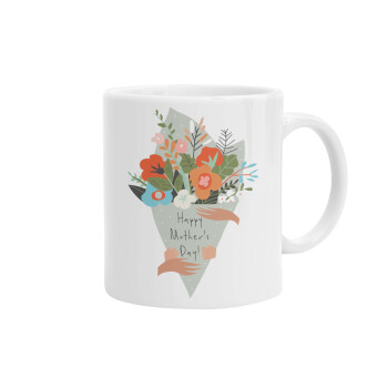 Bouquet of flowers, happy mothers day, Ceramic coffee mug, 330ml (1pcs)