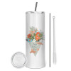 Eco friendly stainless steel tumbler 600ml, with metal straw & cleaning brush