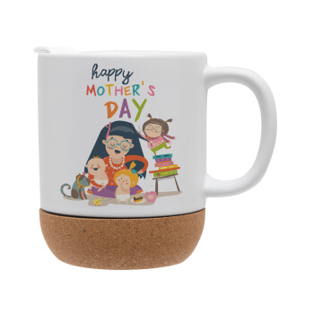 Beautiful women with her childrens, Ceramic coffee mug Cork (MAT), 330ml (1pcs)