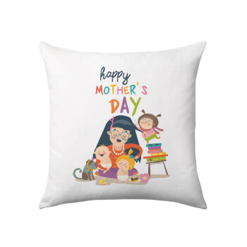 Beautiful women with her childrens, Sofa cushion 40x40cm includes filling