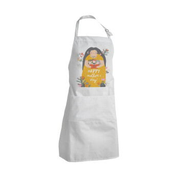 Cute mother reading book, happy mothers day, Adult Chef Apron (with sliders and 2 pockets)