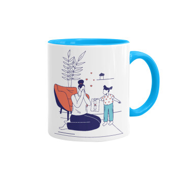 Mothers Day, Flat, Mug colored light blue, ceramic, 330ml