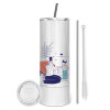 Eco friendly stainless steel tumbler 600ml, with metal straw & cleaning brush