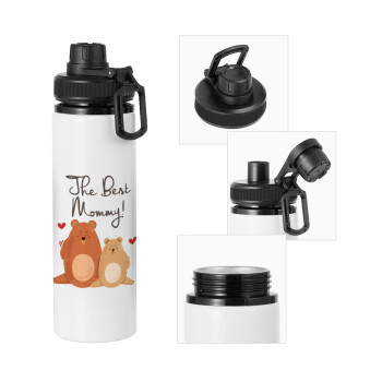 Mothers Day, bears, Metal water bottle with safety cap, aluminum 850ml