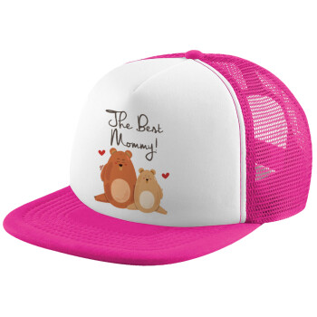 Mothers Day, bears, Καπέλο Ενηλίκων Soft Trucker με Δίχτυ Pink/White (POLYESTER, ΕΝΗΛΙΚΩΝ, UNISEX, ONE SIZE)