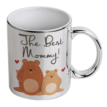 Mothers Day, bears, Κούπα κεραμική, ασημένια καθρέπτης, 330ml