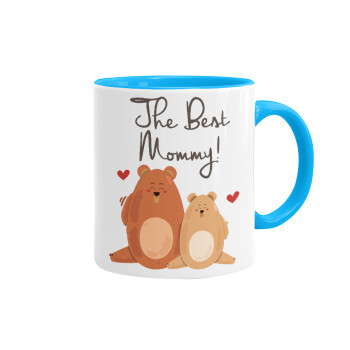 Mothers Day, bears, Mug colored light blue, ceramic, 330ml