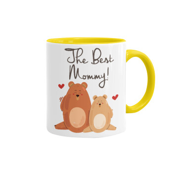 Mothers Day, bears, Mug colored yellow, ceramic, 330ml