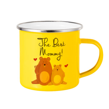Mothers Day, bears, Κούπα Μεταλλική εμαγιέ Κίτρινη 360ml